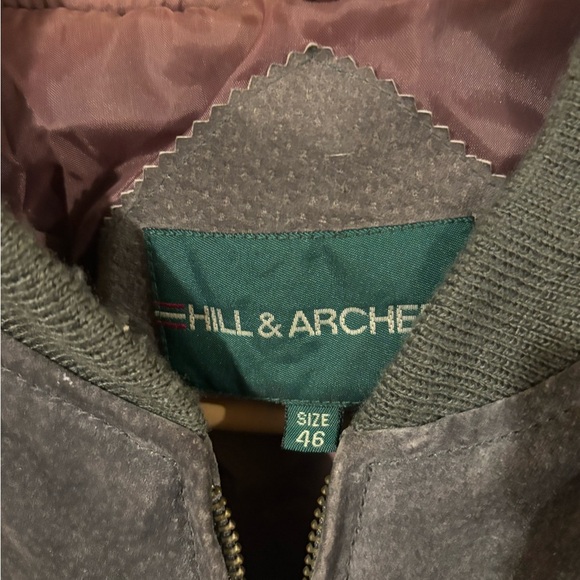 Hill & archer vintage suede leather 100% Gray Bomber Jacket L - Picture 7 of 10